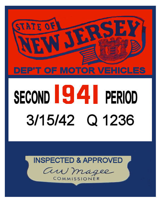 (image for) 1941 2nd Period New Jersey Inspection Sticker